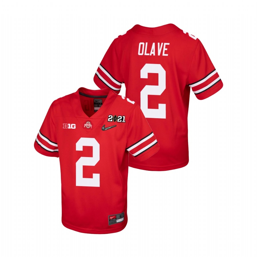 Ohio State Buckeyes Youth NCAA Chris Olave #17 Scarlet Champions 2021 National College Football Jersey OYH4549FG